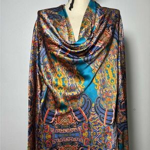 Notori Vibrant Multicolor Silk cowl neck